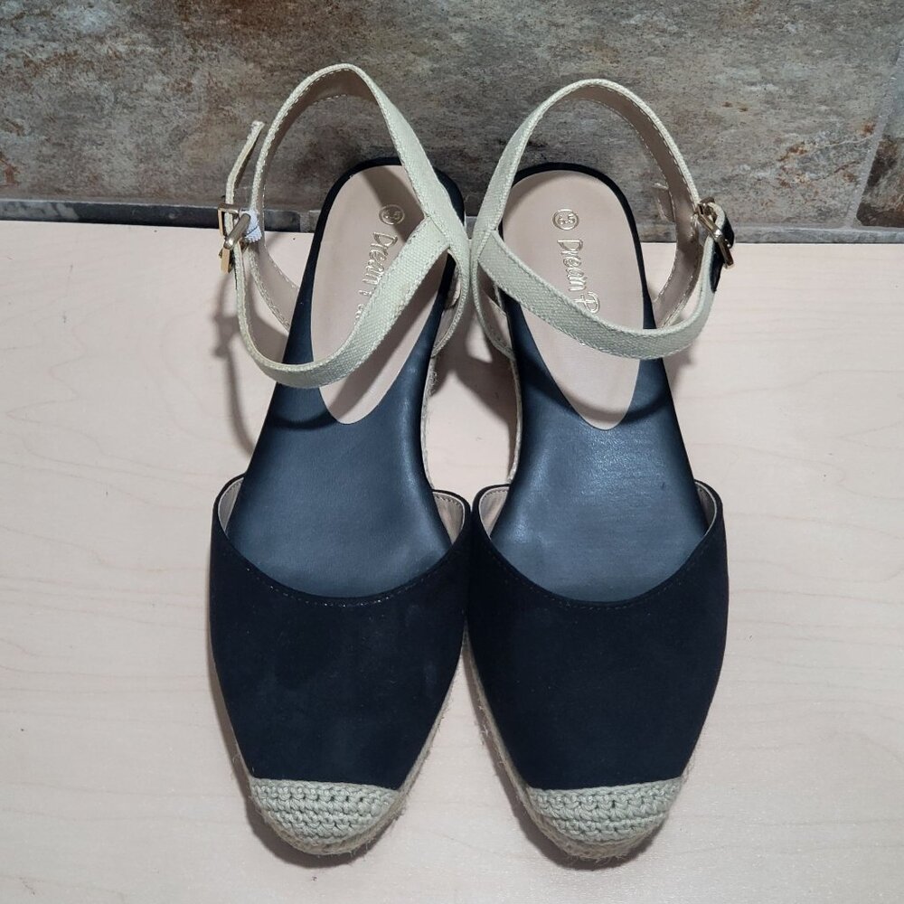 Dream Paris Black 6.5 Espadrille Sandal Strap Buckle Close Toe - Picture 4 of 10